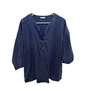 Eileen Fisher Women's Blue Linen Shirt Size Large